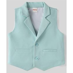 Babyhug Knit Half Sleeves Solid 3 Piece Party Suit With Bow - Mint Green
