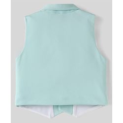 Babyhug Knit Half Sleeves Solid 3 Piece Party Suit With Bow - Mint Green