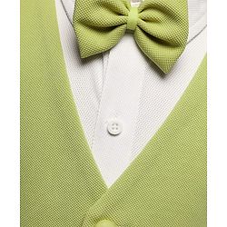 Babyhug Woven Full Sleeves Solid Color 3 Piece Party Suit with Shirt Waistcoat Trousers and Bow - White & Light Green