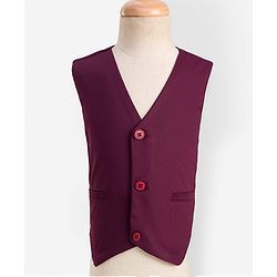 Babyhug Knit Full Sleeves Solid 3 Piece Party Suit With Bow Applique - Wine & White