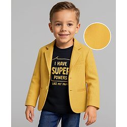 Babyhug Woven Full Sleeves Solid Blazer With Printed T-Shirt - Mustard & Black