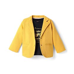 Babyhug Woven Full Sleeves Solid Blazer With Printed T-Shirt - Mustard & Black