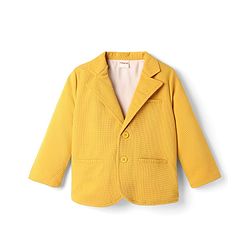Babyhug Woven Full Sleeves Solid Blazer With Printed T-Shirt - Mustard & Black