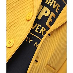 Babyhug Woven Full Sleeves Solid Blazer With Printed T-Shirt - Mustard & Black