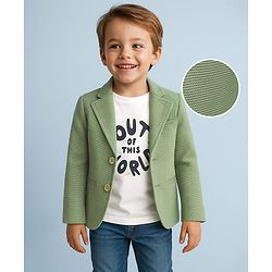 Babyhug Knit Full Sleeves Solid Blazer With Printed T-Shirt - Mint