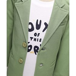 Babyhug Knit Full Sleeves Solid Blazer With Printed T-Shirt - Mint