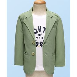 Babyhug Knit Full Sleeves Solid Blazer With Printed T-Shirt - Mint