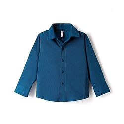 Babyhug Knit Full Sleeves Solid Color Party Shirt & Trouser Set with Suspendor & Bow - Blue & Beige