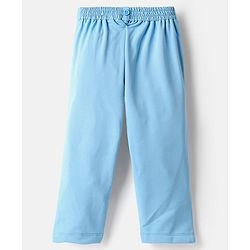 Babyhug Knit Full Sleeves Solid Color Shirt & Trouser with Bow & Suspender Cap - Light Blue & White