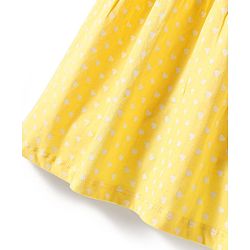 Babyhug Single Jersey Knit Sleeveless Anti Bacterial Frock with Heart Print - Yellow