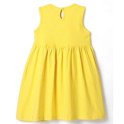 Babyhug Single Jersey Knit Sleeveless Anti Bacterial Frock with Heart Print - Yellow