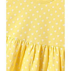 Babyhug Single Jersey Knit Sleeveless Anti Bacterial Frock with Heart Print - Yellow