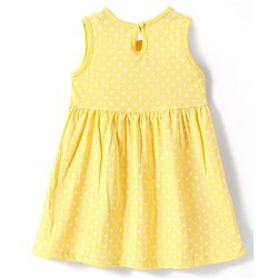 Babyhug Single Jersey Knit Sleeveless Anti Bacterial Frock with Heart Print - Yellow
