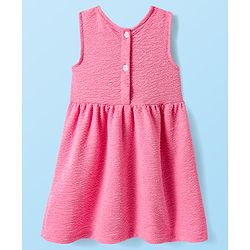 Babyhug Cotton Knit Textured Frock with Full Sleeves Floral Printed Inner Tee & Sling Bag - Pink & White