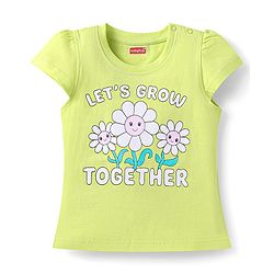Babyhug Cotton Knit Half Sleeves Capri Nightsuit with Floral Print - Green & Pink