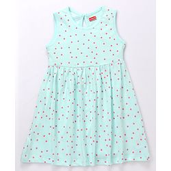 Babyhug Single Jersey Knit Sleeveless Frock with Floral Print - Navy Blue