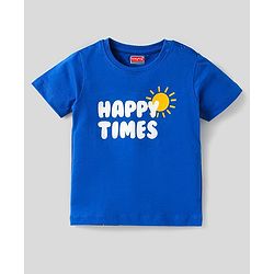 Babyhug Cotton Knit Half Sleeves T-Shirts with Text Print & Stripes Pack of 3 - Blue White & Navy Blue