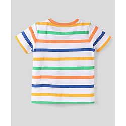 Babyhug Cotton Knit Half Sleeves T-Shirts with Text Print & Stripes Pack of 3 - Blue White & Navy Blue