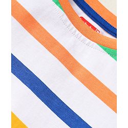 Babyhug Cotton Knit Half Sleeves T-Shirts with Text Print & Stripes Pack of 3 - Blue White & Navy Blue