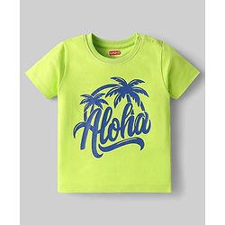 Babyhug Cotton Knit Half Sleeves T-Shirt With Stripes & Beach Theme Print  Pack Of 3 - Limegreen & Navy Blue