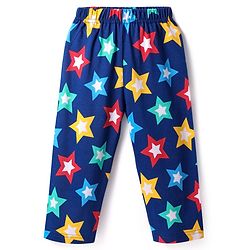Babyhug Cotton Knit Half Sleeves Nightsuit With Star Print - Navy Blue