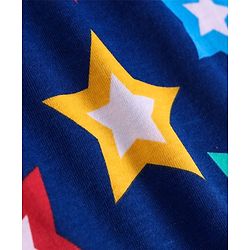 Babyhug Cotton Knit Half Sleeves Nightsuit With Star Print - Navy Blue