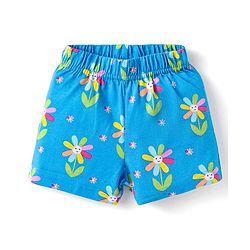 Babyhug Cotton Knit Half Sleeves Co-ords Short Night Suits with Floral & Polka Dots Print Pack of 2 - Blue & Dark Pink