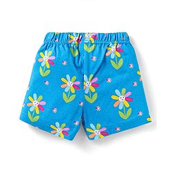 Babyhug Cotton Knit Half Sleeves Co-ords Short Night Suits with Floral & Polka Dots Print Pack of 2 - Blue & Dark Pink
