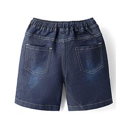Babyhug Single Jersey Knit Half Sleeves Shirt & Denim Shorts Set with Tropical Theme Print - Navy Blue