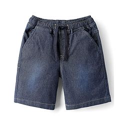 Babyhug Single Jersey Knit Half Sleeves Shirt & Denim Shorts Set with Tropical Theme Print - Navy Blue