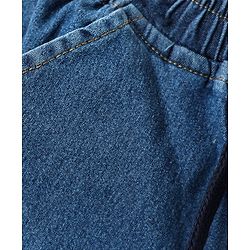 Babyhug Single Jersey Knit Half Sleeves Shirt & Denim Shorts Set With Text Print - White & Blue