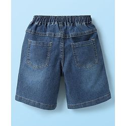 Babyhug Single Jersey Knit Half Sleeves Shirt & Denim Shorts Set With Text Print - White & Blue