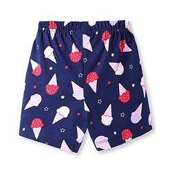 Babyhug Cotton Knit Half Sleeves Shorts Nightsuit With Ice Cream Print - Navy Blue