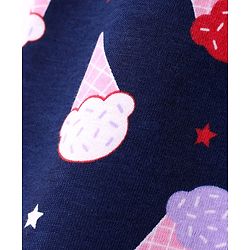 Babyhug Cotton Knit Half Sleeves Shorts Nightsuit With Ice Cream Print - Navy Blue