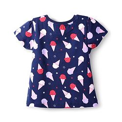 Babyhug Cotton Knit Half Sleeves Shorts Nightsuit With Ice Cream Print - Navy Blue