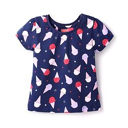 Babyhug Cotton Knit Half Sleeves Shorts Nightsuit With Ice Cream Print - Navy Blue