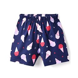 Babyhug Cotton Knit Half Sleeves Shorts Nightsuit With Ice Cream Print - Navy Blue