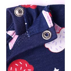 Babyhug Cotton Knit Half Sleeves Shorts Nightsuit With Ice Cream Print - Navy Blue