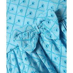 Babyhug Rayon Woven Frill Sleeves Schifilli Frock with Bow Applique - Light Blue