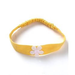 Babyhug Single Jersey Knit Sleeveless Frock With Floral Embroidery & Headband - Mustard