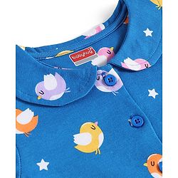 Babyhug Cotton Knit Half Sleeves Peter Pan Collar Co-ord Night Suit - Blue