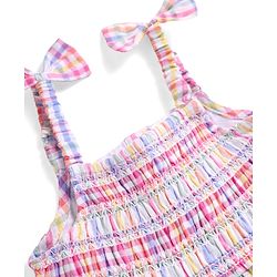 Babyhug Seersucker Woven Sleeveless Checks Frock With Headband - Multicolor