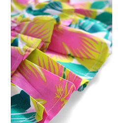 Babyhug Rayon Woven Sleeveless Floral Printed Frock With Lace Detailing & Headband - Multicolor