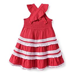 Babyhug Rayon Woven Sleeveless Dress With Lace Detailing - Red