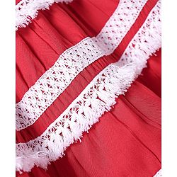 Babyhug Rayon Woven Sleeveless Dress With Lace Detailing - Red