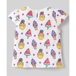 Babyhug Cotton Knit Half Sleeves T-Shirts With Ice-Cream & Heart Pack Of 3 - White Pink & Mauve