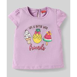 Babyhug Cotton Knit Half Sleeves T-Shirts With Ice-Cream & Heart Pack Of 3 - White Pink & Mauve