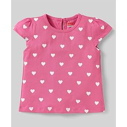Babyhug Cotton Knit Half Sleeves T-Shirts With Ice-Cream & Heart Pack Of 3 - White Pink & Mauve