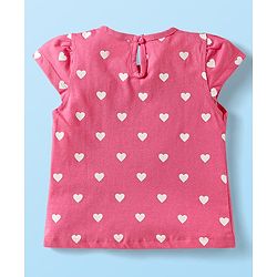 Babyhug Cotton Knit Cap Sleeves T-Shirts with Hearts & Tropical Theme Print Pack of 3 - Pink Light Green & White