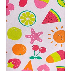 Babyhug Cotton Knit Cap Sleeves T-Shirts with Hearts & Tropical Theme Print Pack of 3 - Pink Light Green & White